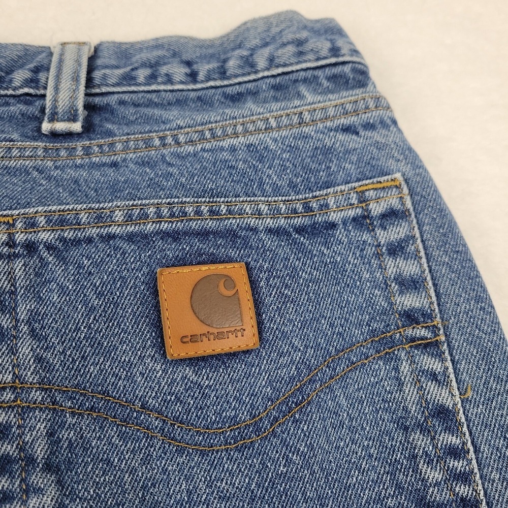 Carhartt B480 Traditional Fit Straight Leg Jeans Mens 44x32 Blue Cotton Denim